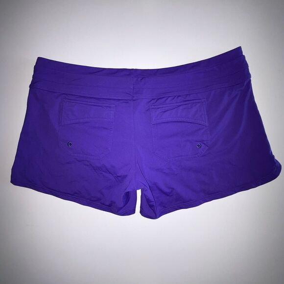Athleta Kata Purple Swim Shorts Swimsuit Bottom Size Large Back Pockets - Picture 4 of 10